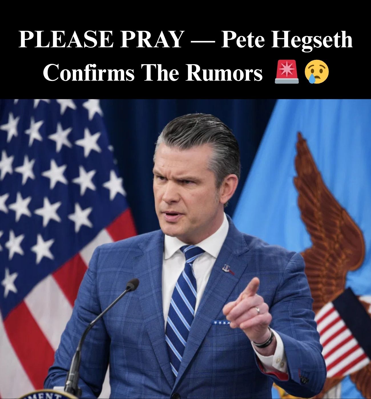Pete Hegseth confirms Iran missiles threat rumors at podium with American flags