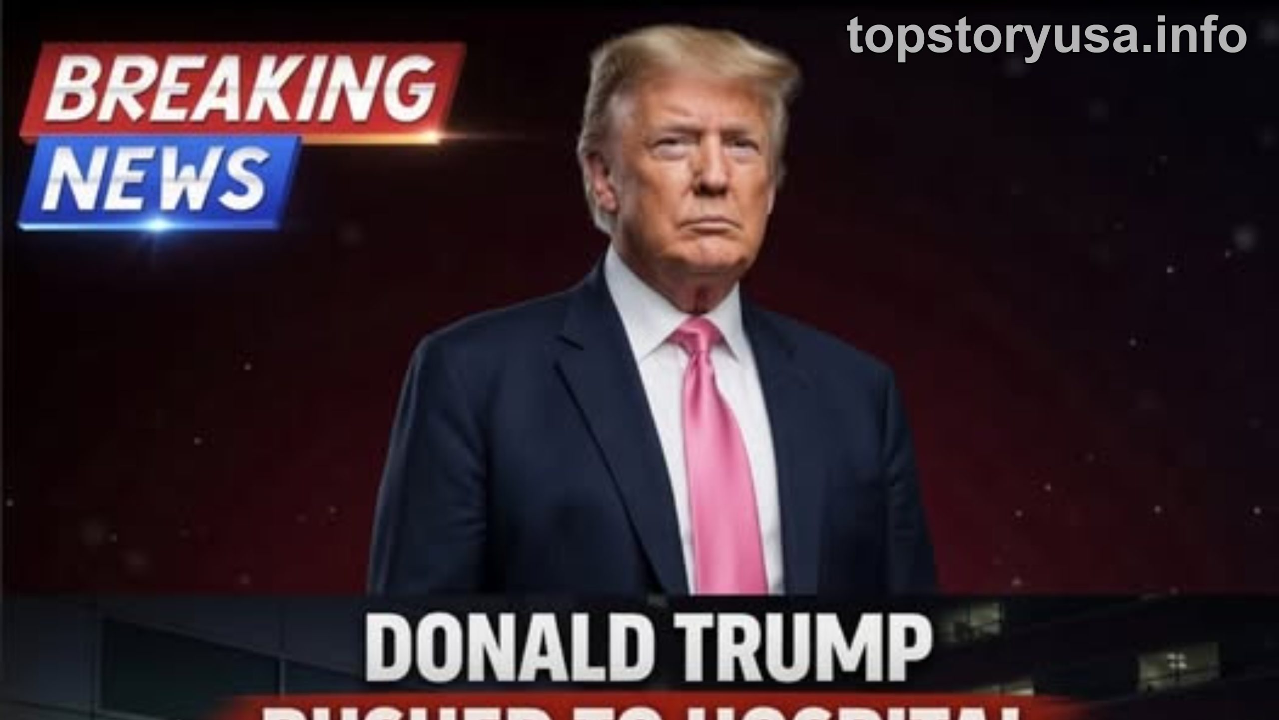 Breaking news graphic showing political figure with hospital emergency room scene illustrating misinformation health claims