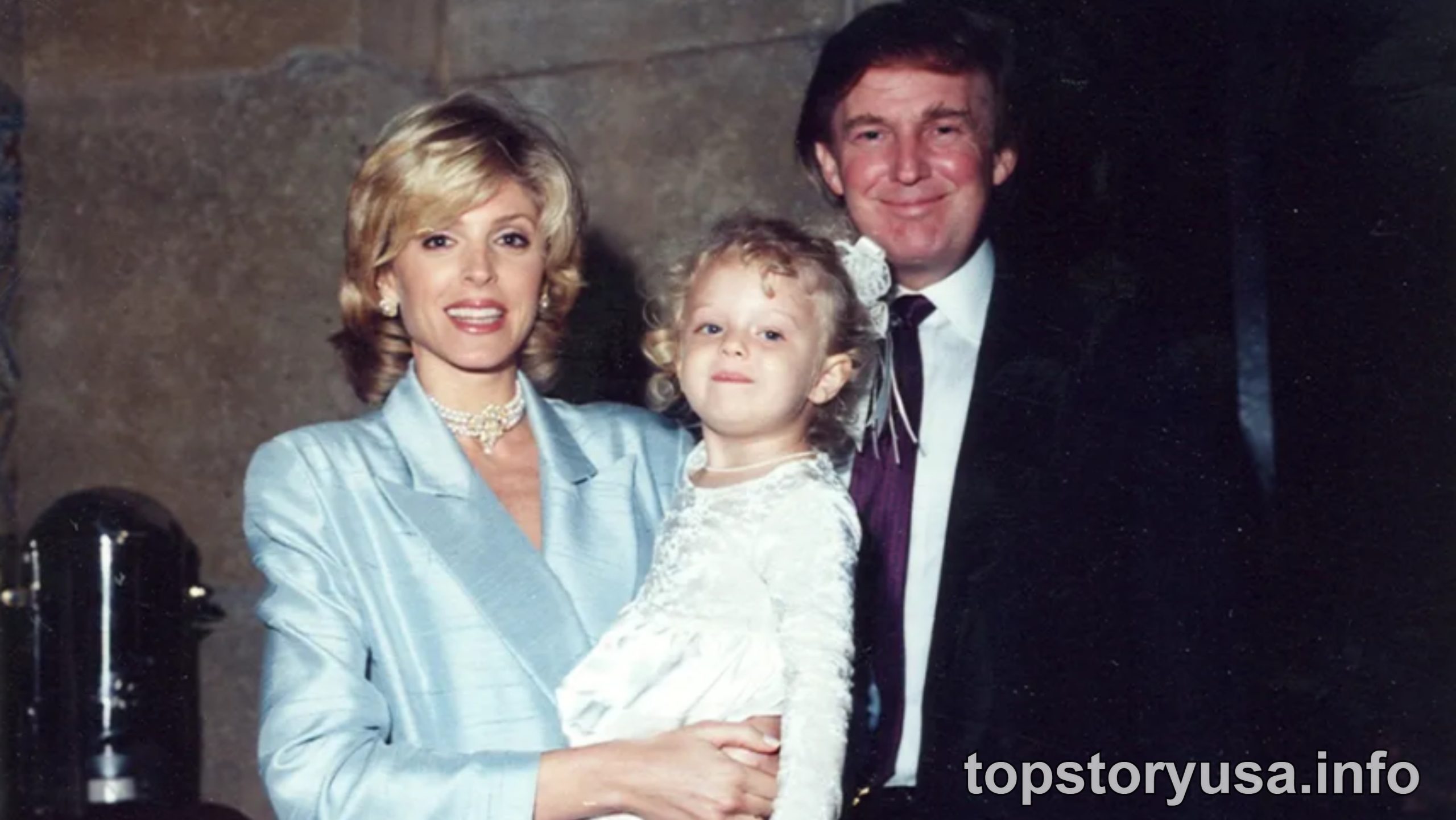 Tiffany Trump transformation shown in vintage family photo with parents and young child at formal event