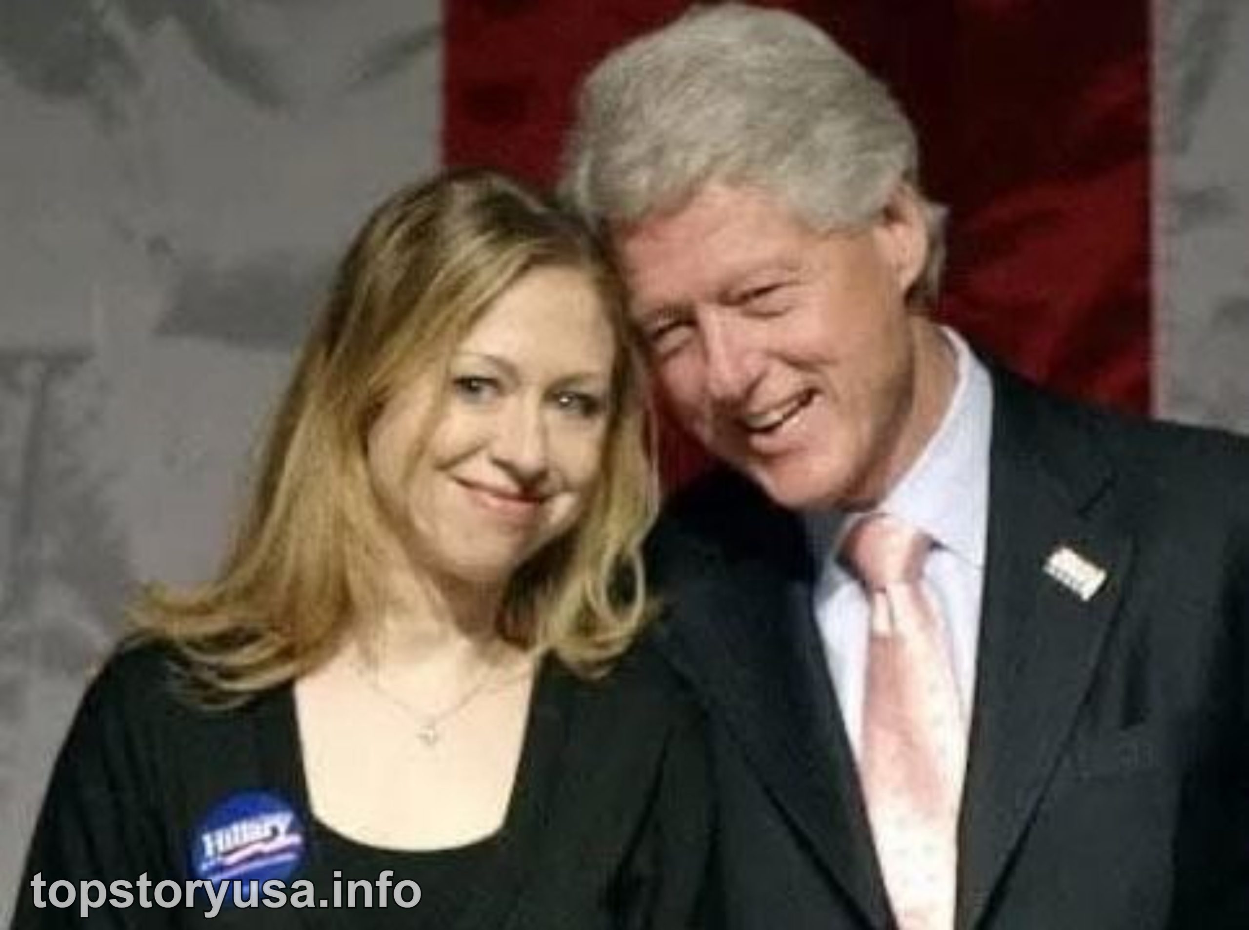 Bill Clinton sepsis hospitalization news photo with woman at campaign event wearing Hillary button