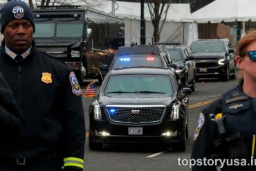 Law enforcement officials stand guard near security motorcade as more details released on man who opened fire near Vance motorcade